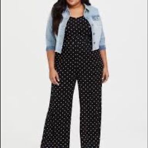 Torrid 2X Black and White Polka Dot Jumpsuit